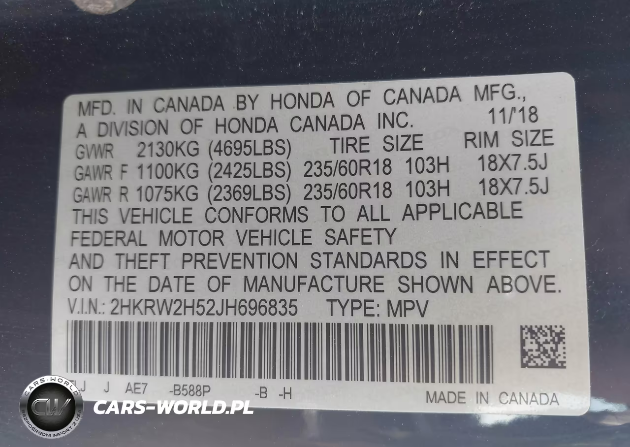 2018 Honda Cr-V Ex VIN:2HKRW2H52JH696835 - 9