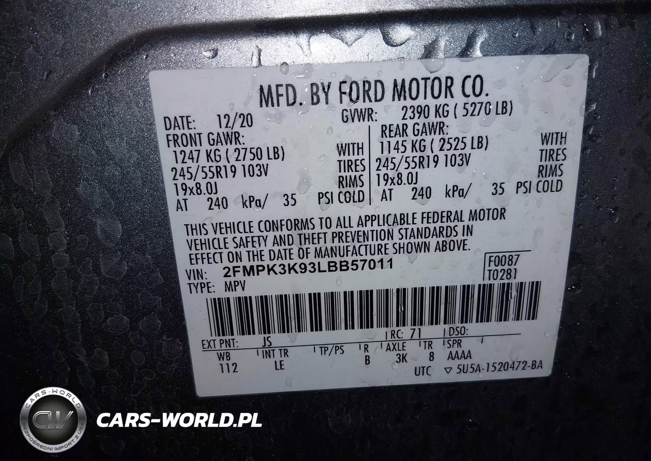2020 Ford Edge Titanium VIN:2FMPK3K93LBB57011 - 9