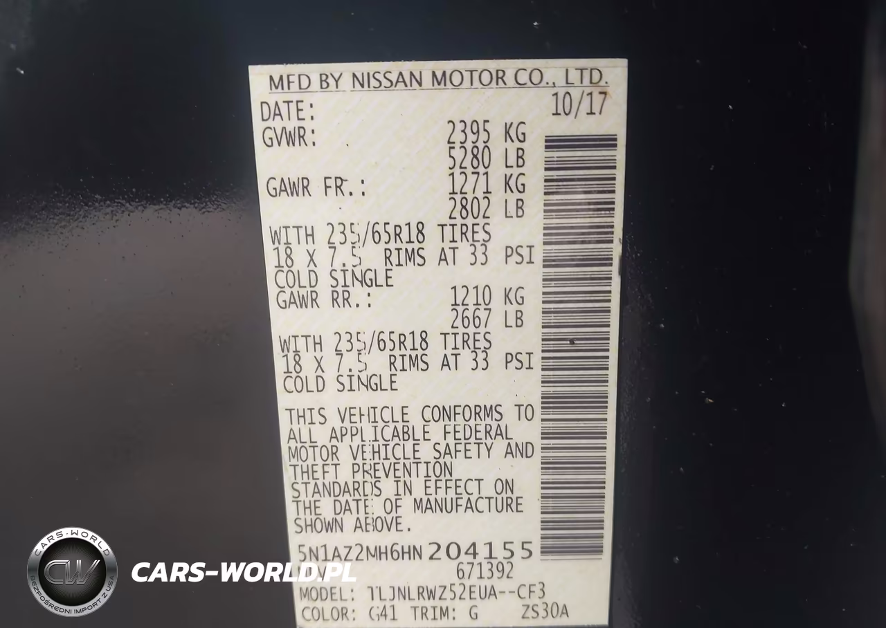 2017 Nissan Murano Sl VIN:5N1AZ2MH6HN204155 - 9