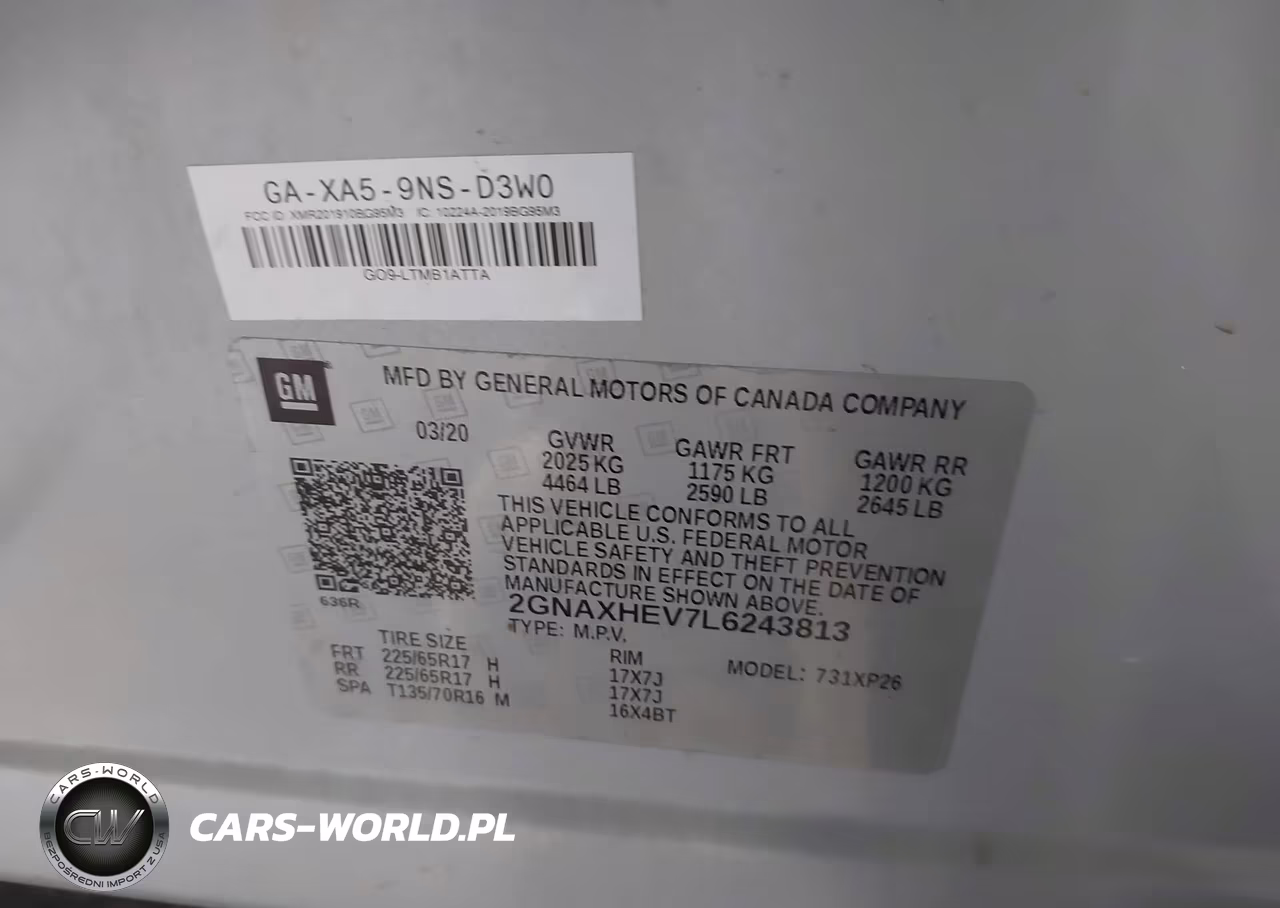 2020 Chevrolet Equinox Fwd Ls VIN:2GNAXHEV7L6243813 - 9