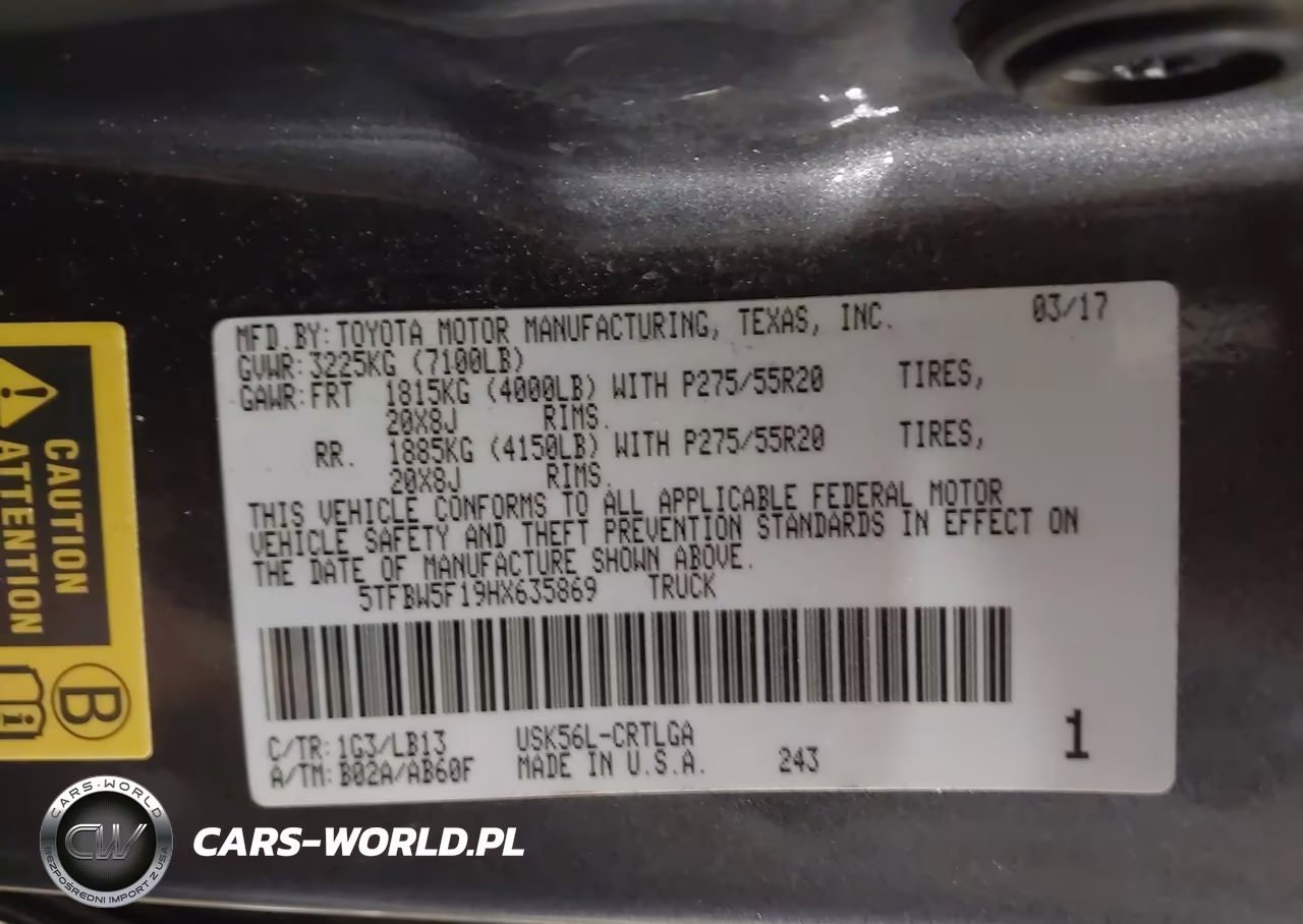 2017 Toyota Tundra Limited 5.7L V8 VIN:5TFBW5F19HX635869 - 9