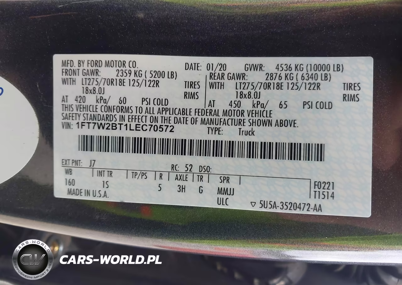 2020 Ford F-250 Xl VIN:1FT7W2BT1LEC70572 - 9