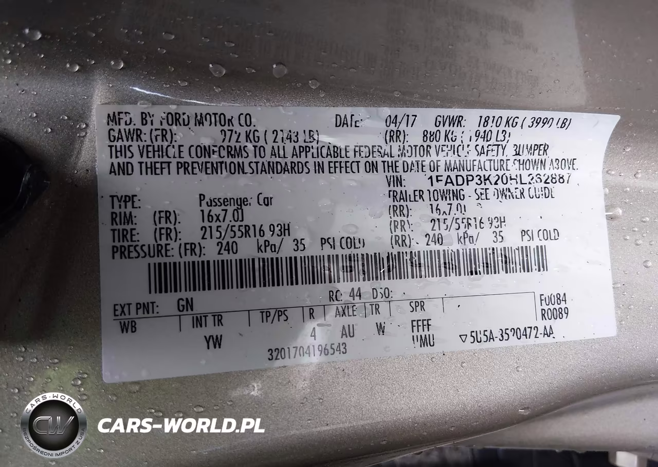 2017 Ford Focus Se VIN:1FADP3K20HL262887 - 9