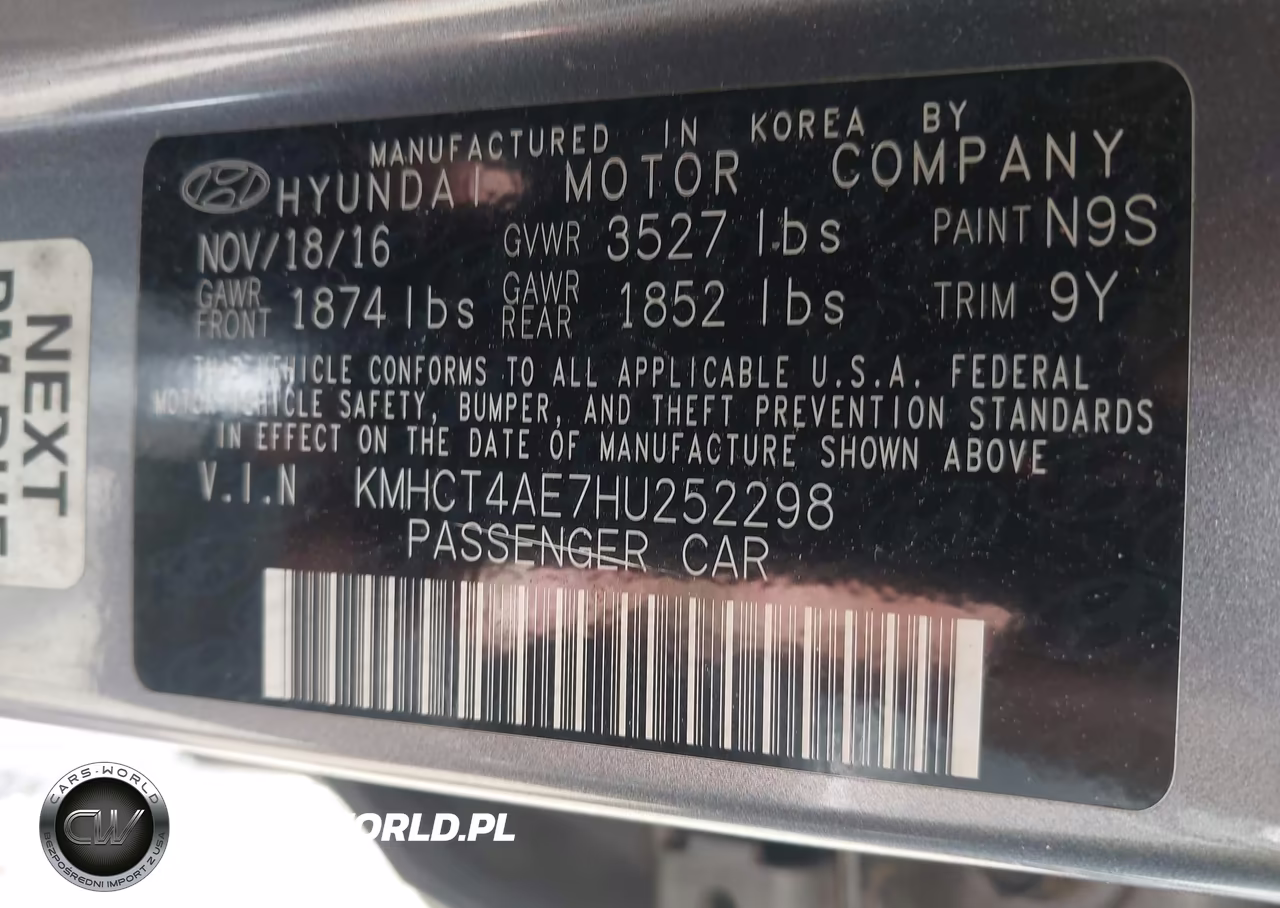 2017 Hyundai Accent Se VIN:KMHCT4AE7HU252298 - 9