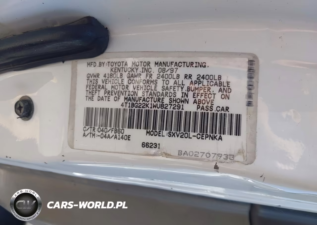 1998 Toyota Camry Le VIN:4T1BG22K1WU827291 - 9