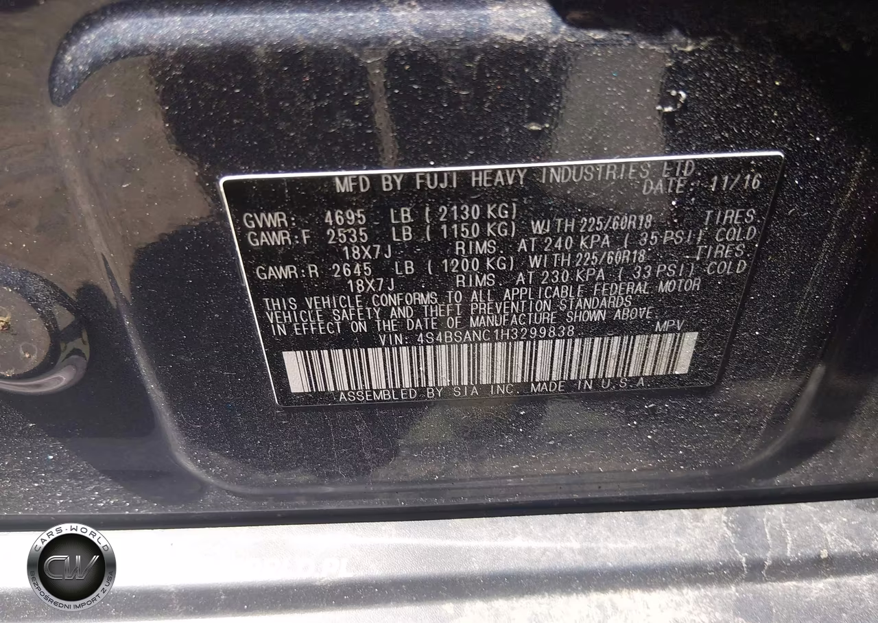 2017 Subaru Outback 2.5I Limited VIN:4S4BSANC1H3299838 - 9