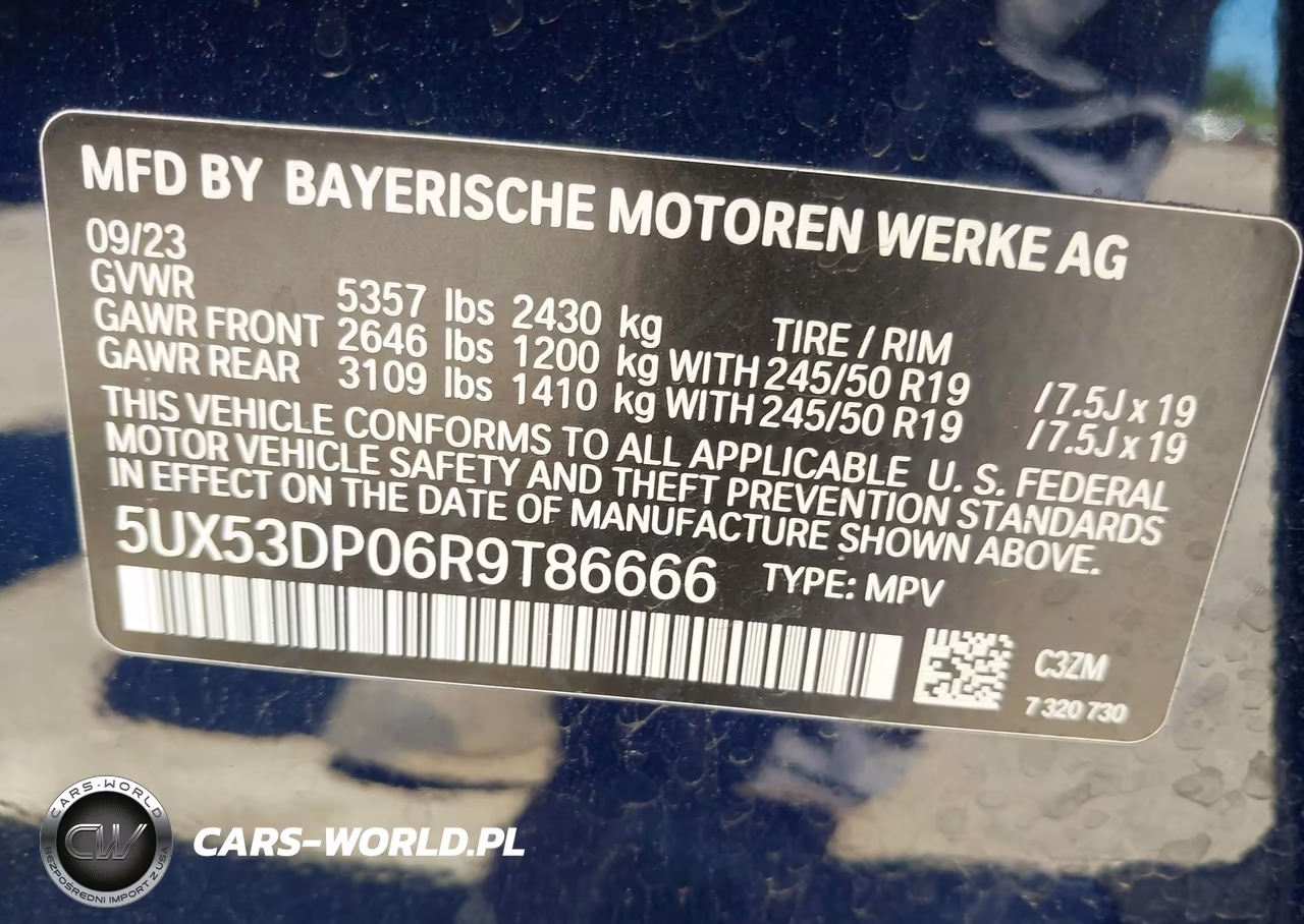 2024 BMW X3 xDrive30I VIN:5UX53DP06R9T86666 - 9