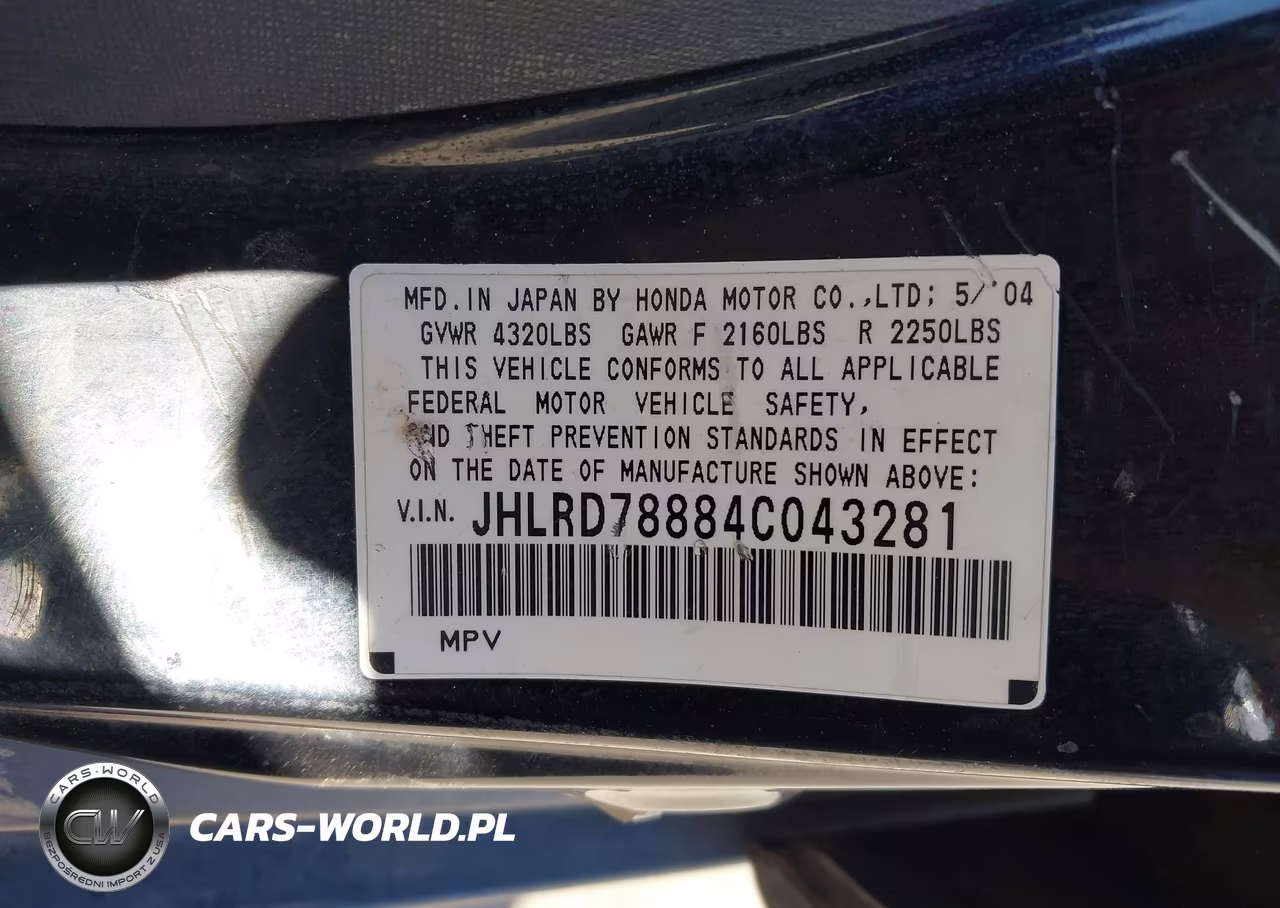 2004 Honda Cr-V Ex VIN:JHLRD78884C043281 - 9