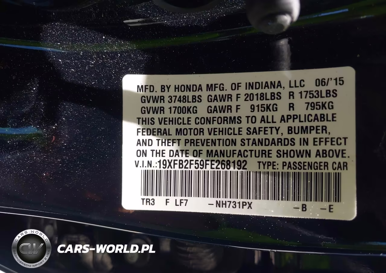 2015 Honda Civic Lx VIN:19XFB2F59FE268192 - 9