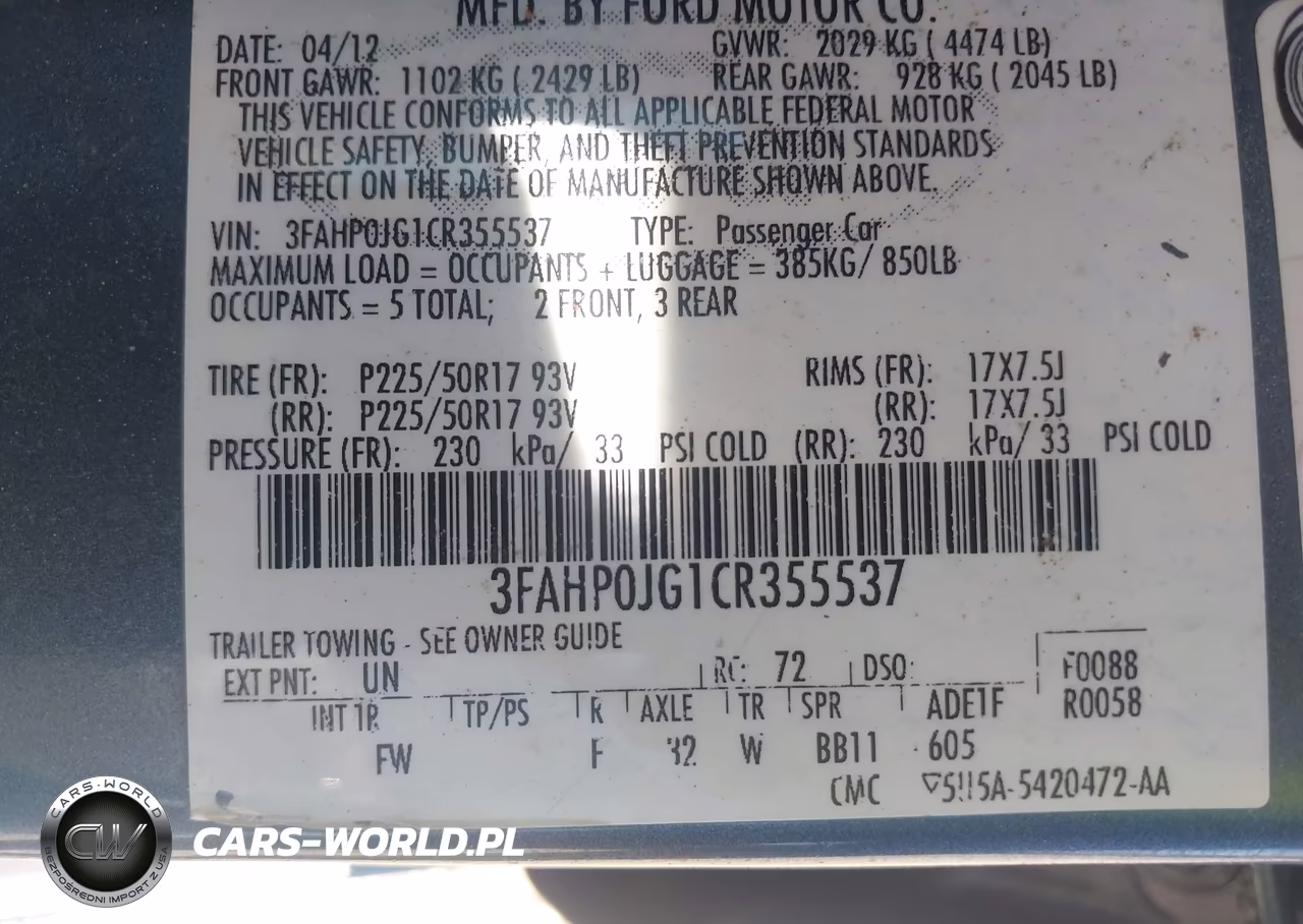 2012 Ford Fusion Sel VIN:3FAHP0JG1CR355537 - 9