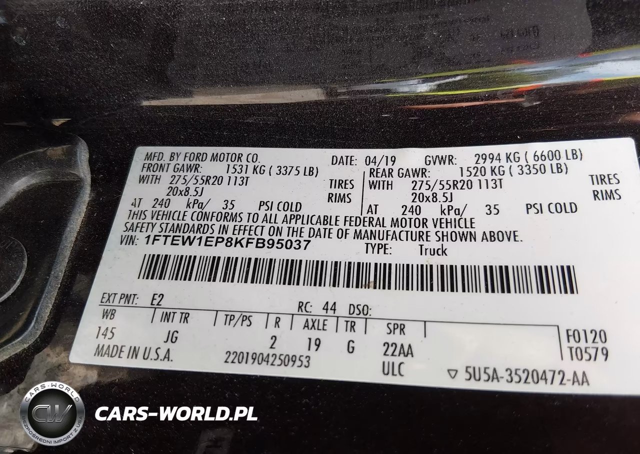 2019 Ford F-150 Xl VIN:1FTEW1EP8KFB95037 - 9