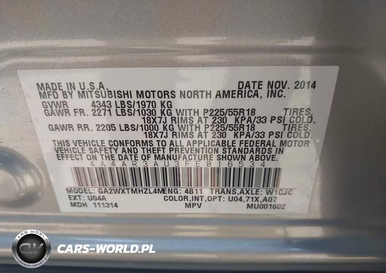 2015 Mitsubishi Outlander Sport Es VIN:4A4AR3AU3FE016534 - 9