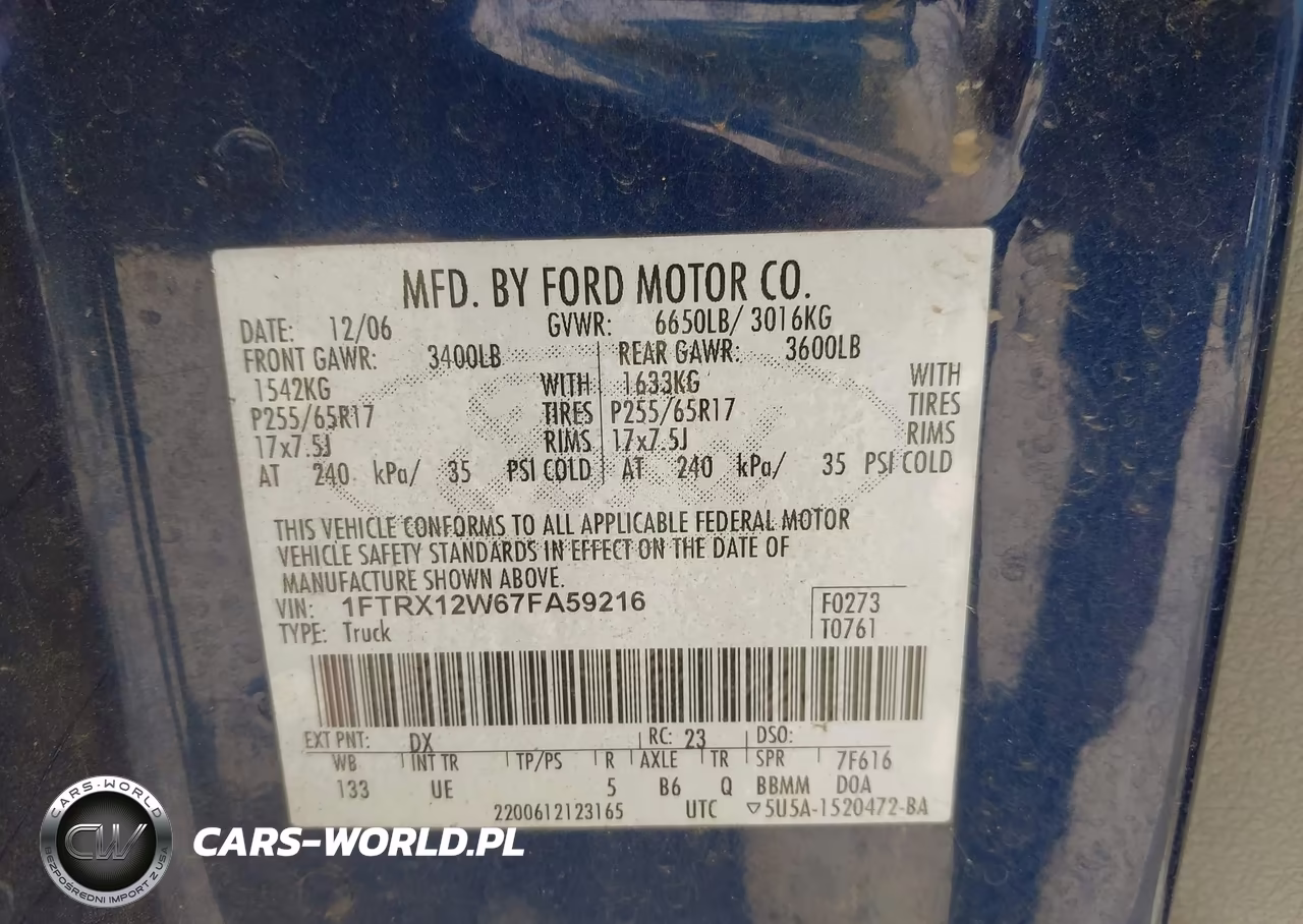 2007 Ford F-150 Stx-Xl-Xlt VIN:1FTRX12W67FA59216 - 9