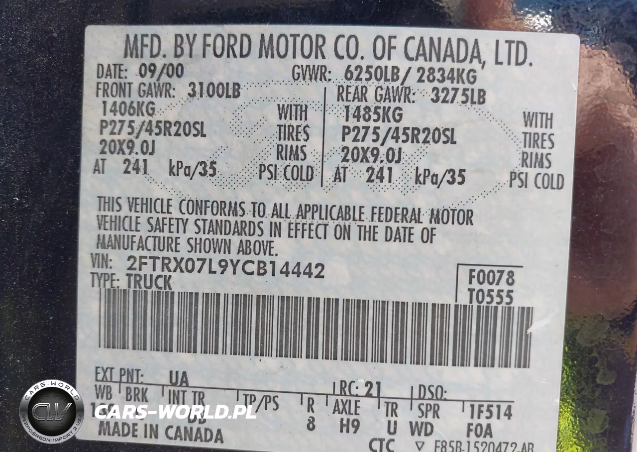 2000 Ford F-150 Lariat-Xl-Xlt VIN:2FTRX07L9YCB14442 - 9