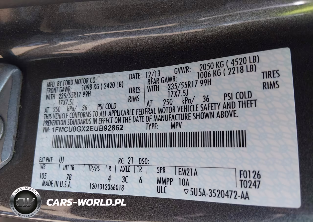 2014 Ford Escape Se VIN:1FMCU0GX2EUB92862 - 9