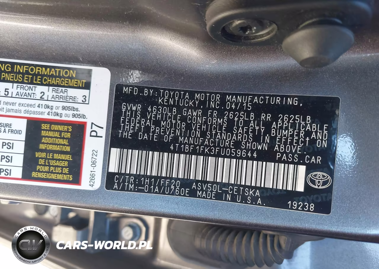 2015 Toyota Camry Se VIN:4T1BF1FK3FU059644 - 9