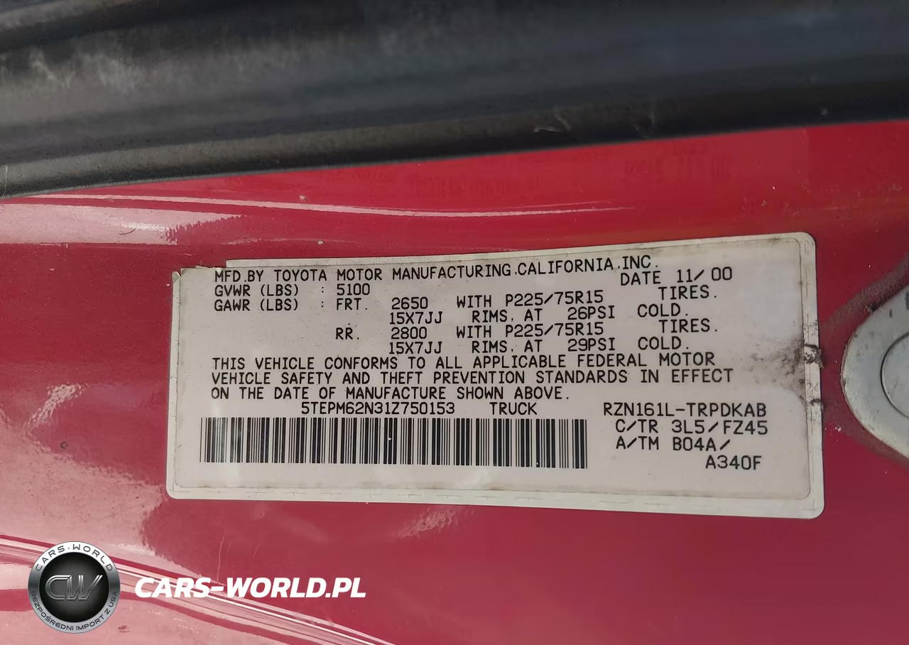 2001 Toyota Tacoma VIN:5TEPM62N31Z750153 - 9