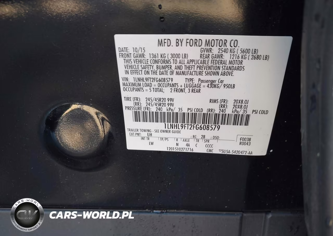 2015 Lincoln Mks Ecoboost VIN:1LNHL9FT2FG608579 - 9