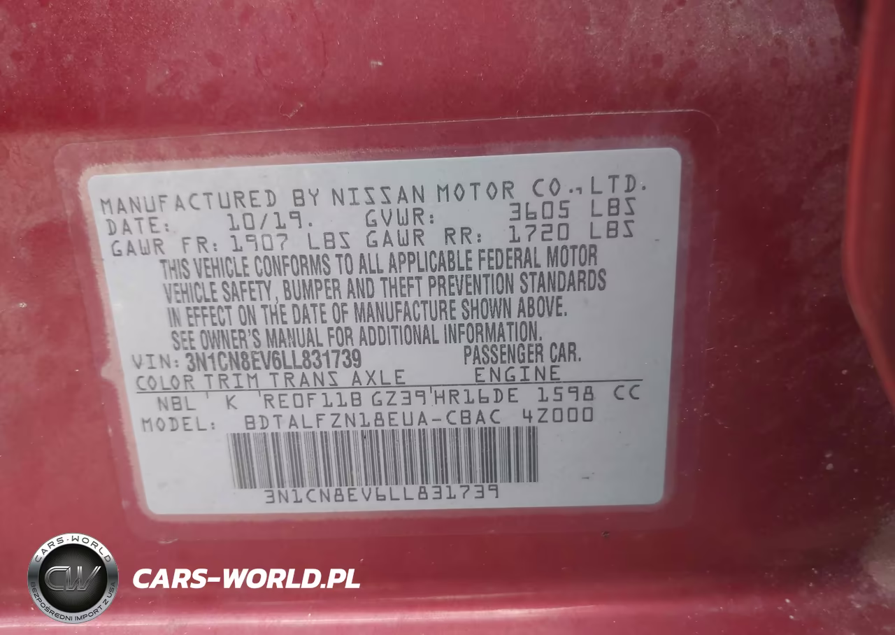2020 Nissan Versa Sv Xtronic Cvt VIN:3N1CN8EV6LL831739 - 9