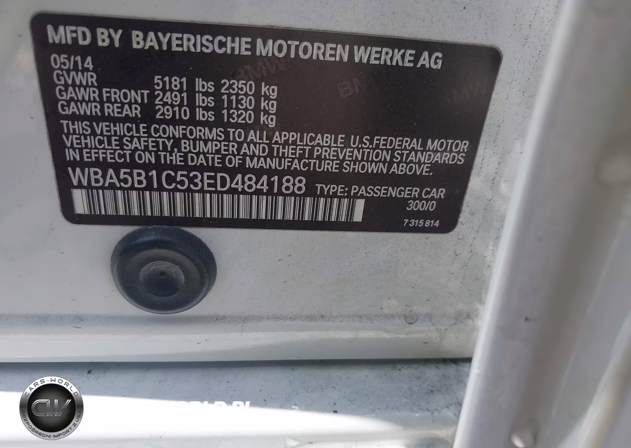2014 BMW 535I VIN:WBA5B1C53ED484188 - 9
