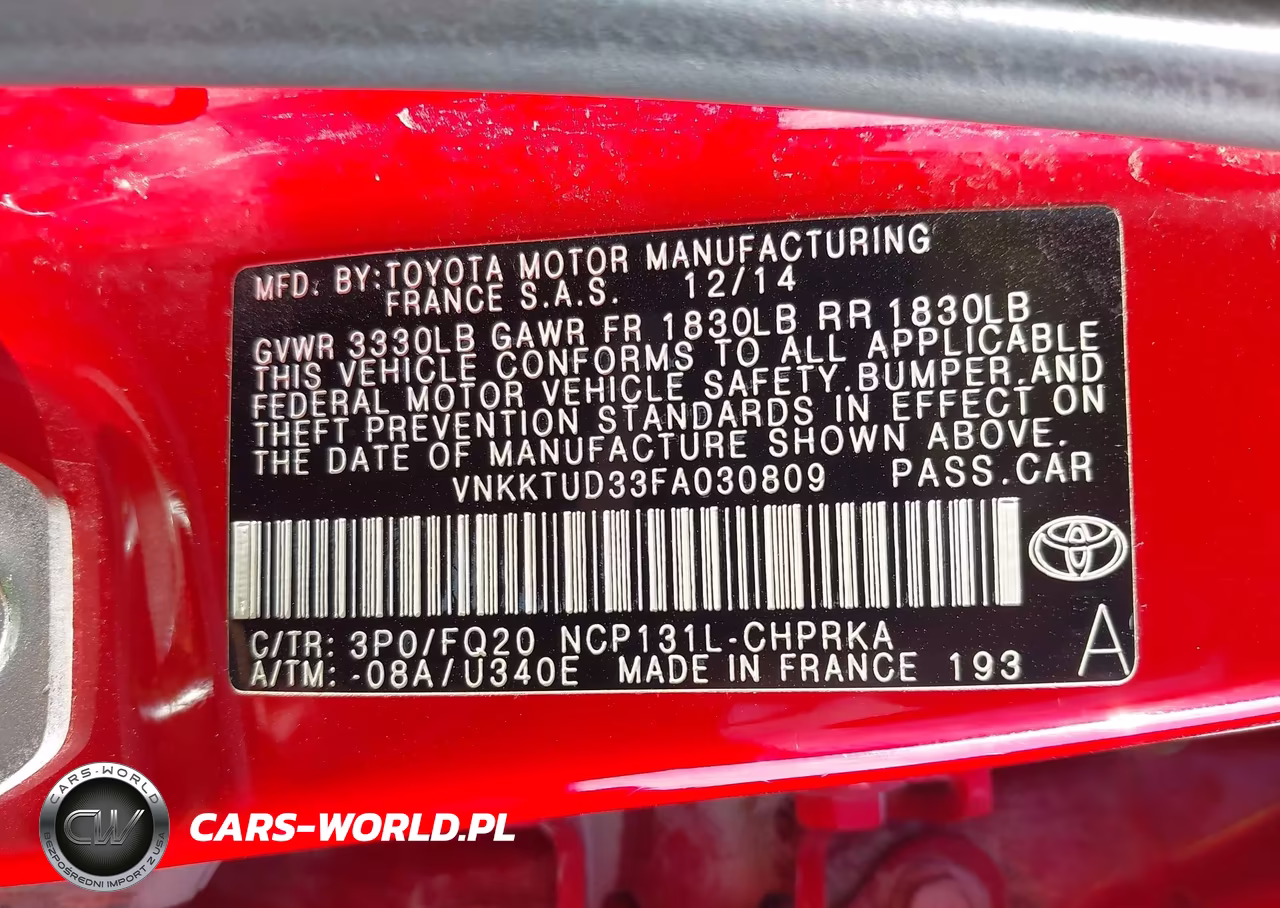 2015 Toyota Yaris L VIN:VNKKTUD33FA030809 - 9