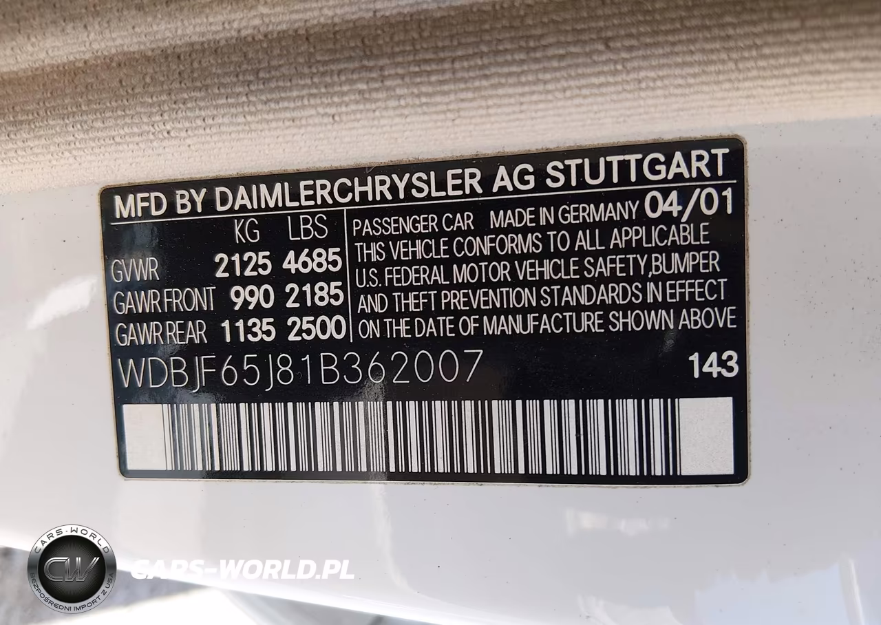 2001 Mercedes-Benz E 320 VIN:WDBJF65J81B362007 - 9