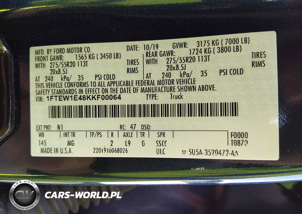 2019 Ford F-150 Xlt VIN:1FTEW1E48KKF00064 - 9