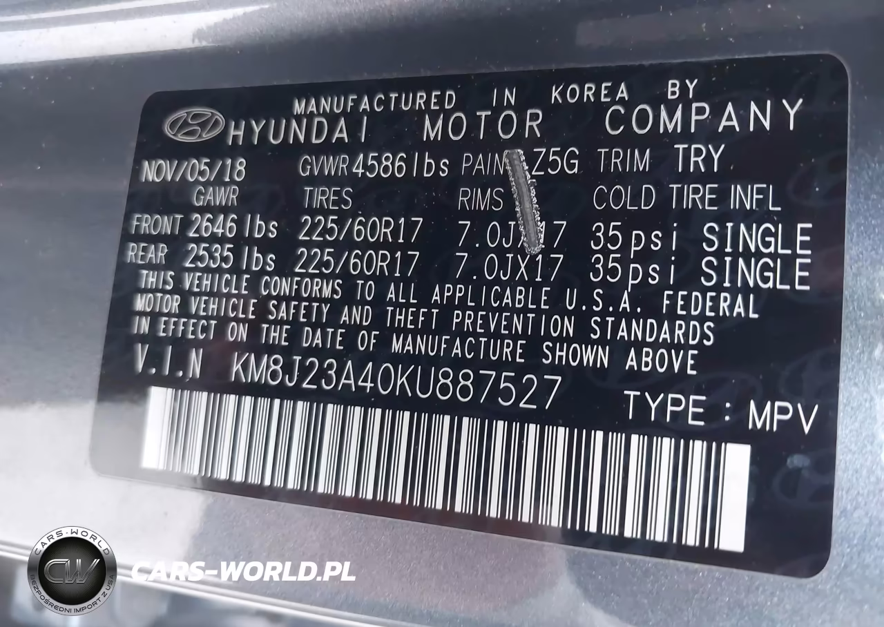 2019 Hyundai Tucson Se VIN:KM8J23A40KU887527 - 9