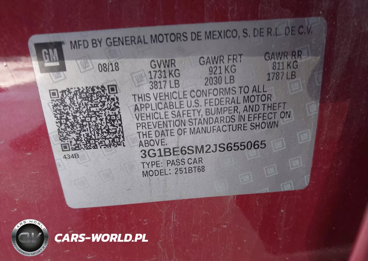 2018 Chevrolet Cruze Lt VIN:3G1BE6SM2JS655065 - 9