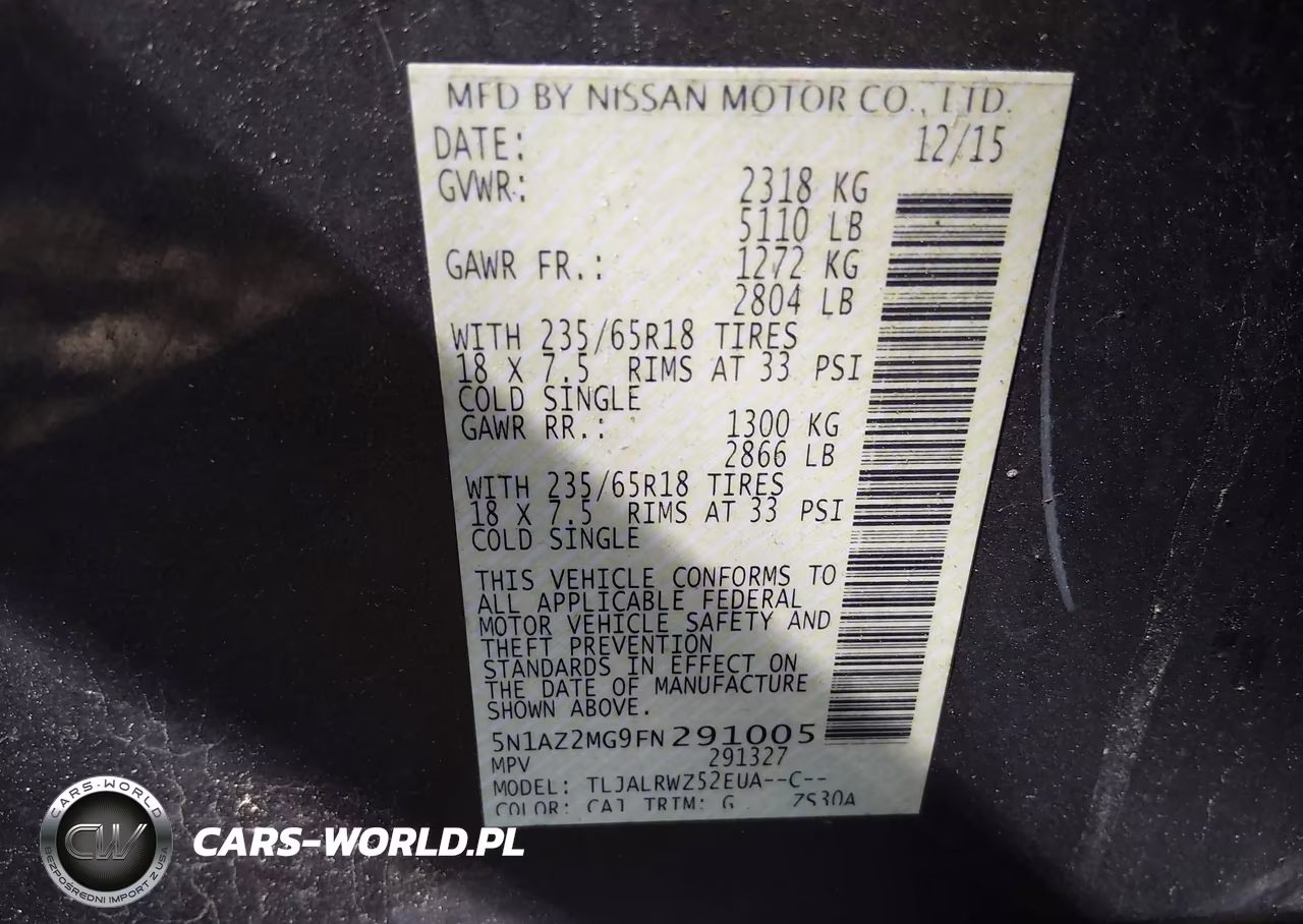 2015 Nissan Murano Sl VIN:5N1AZ2MG9FN291005 - 9