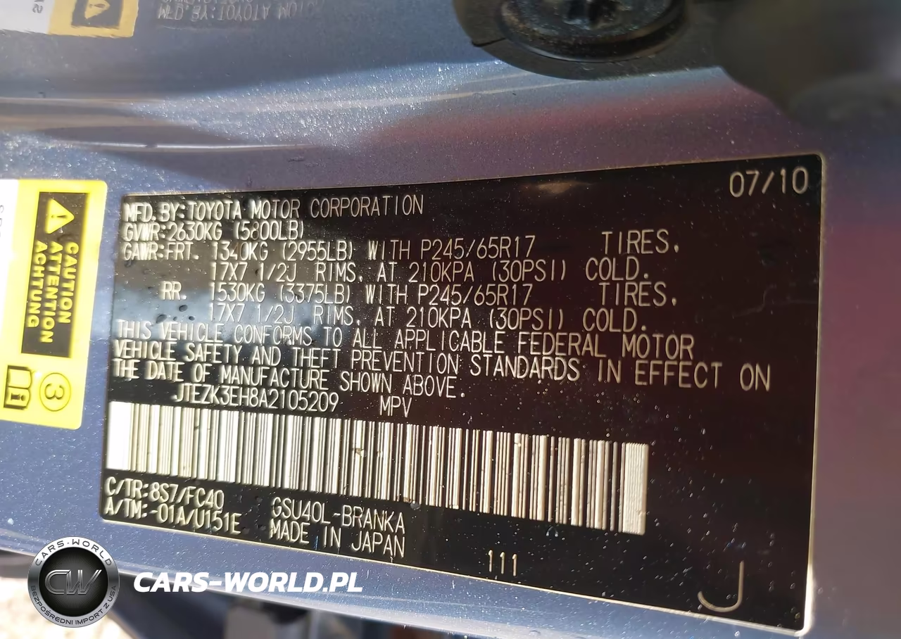2010 Toyota Highlander Base V6 VIN:JTEZK3EH8A2105209 - 9