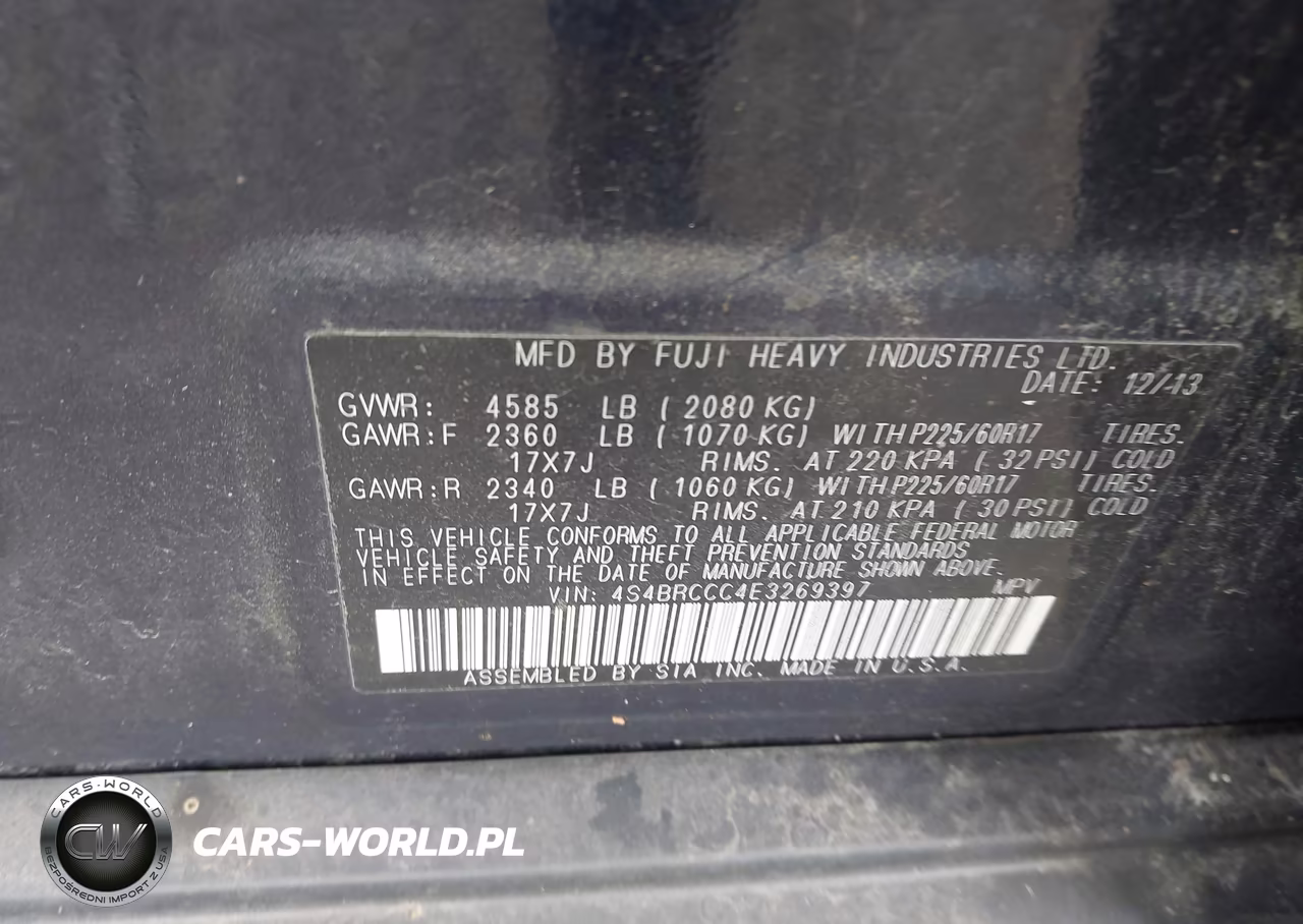 2014 Subaru Outback 2.5I Premium VIN:4S4BRCCC4E3269397 - 9