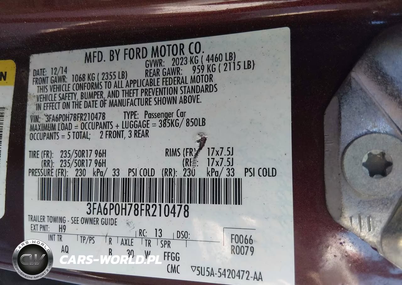 2015 Ford Fusion Se VIN:3FA6P0H78FR210478 - 9