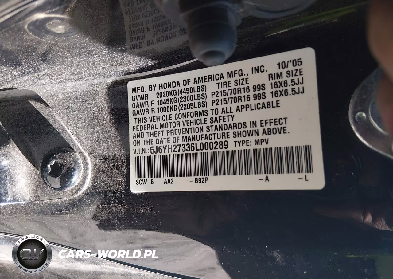 2006 Honda Element Lx VIN:5J6YH27336L000289 - 9