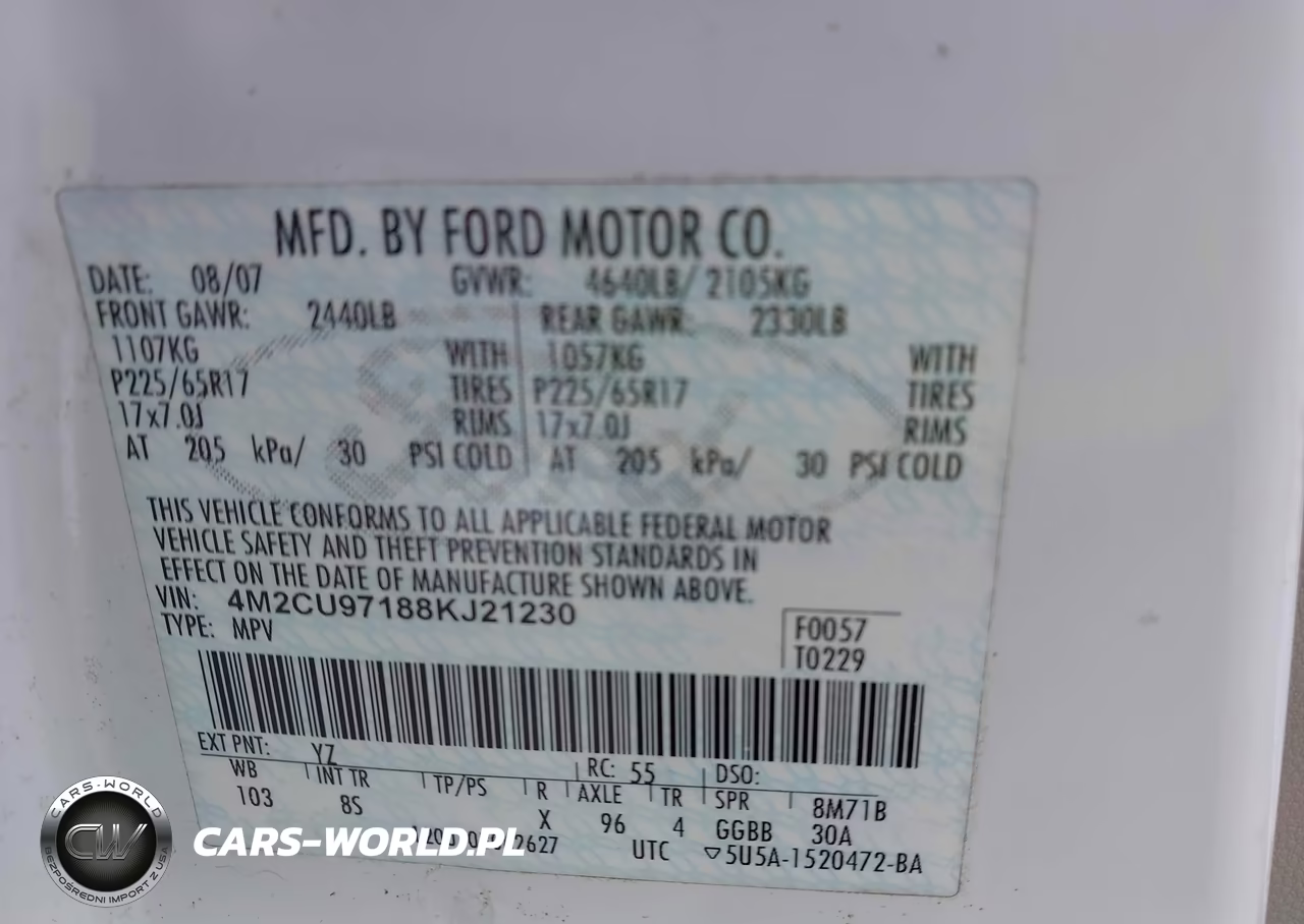2008 Mercury Mariner Premier VIN:4M2CU97188KJ21230 - 9