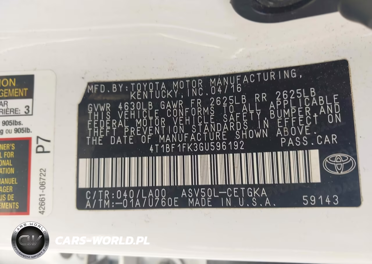 2016 Toyota Camry Xle VIN:4T1BF1FK3GU596192 - 9