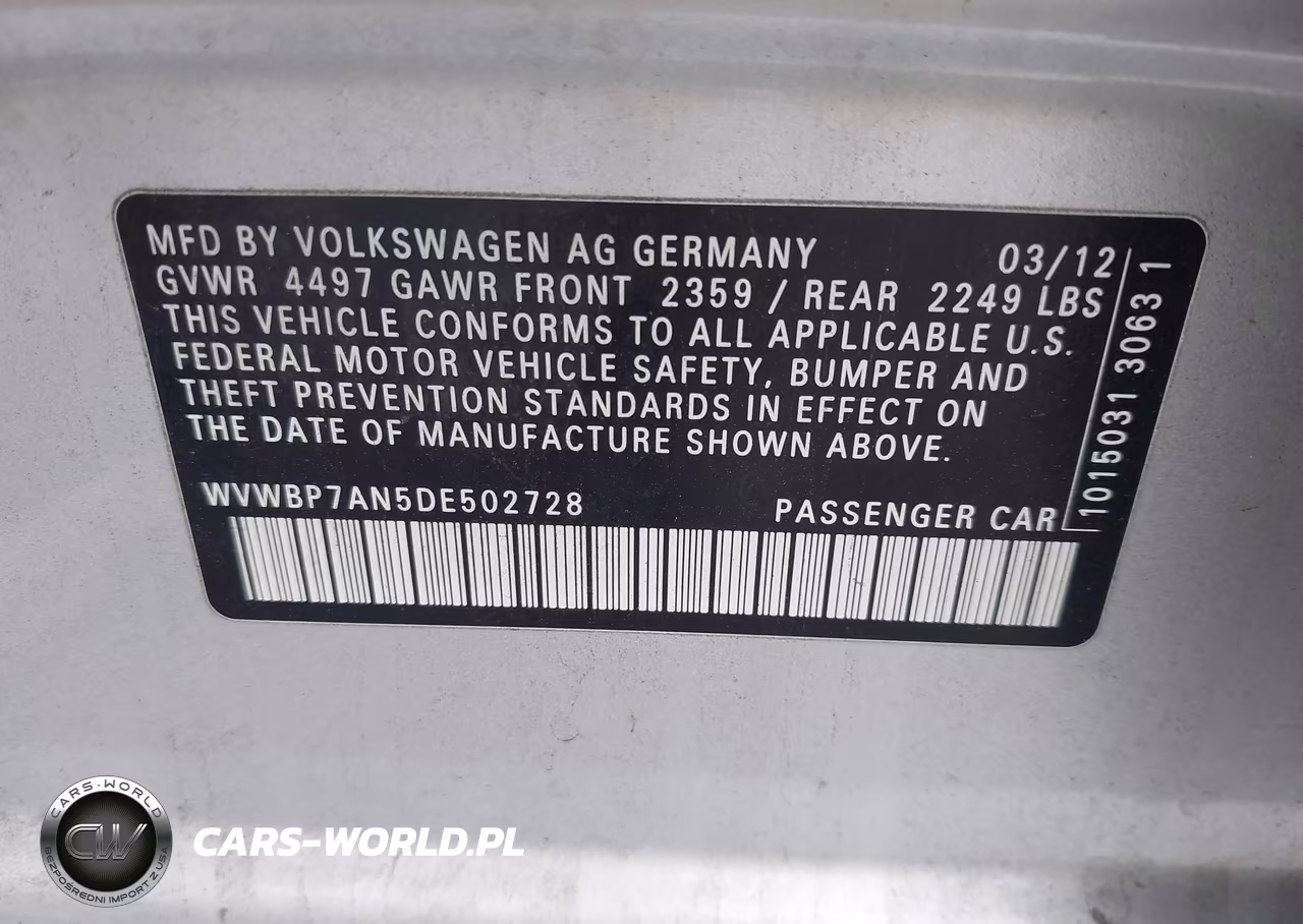 2013 Volkswagen Cc 2.0T Sport VIN:WVWBP7AN5DE502728 - 9