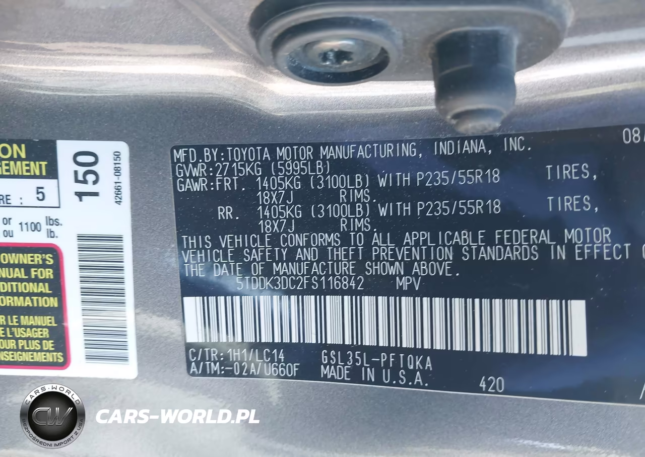2015 Toyota Sienna Xle Premium 7 Passenger VIN:5TDDK3DC2FS116842 - 9