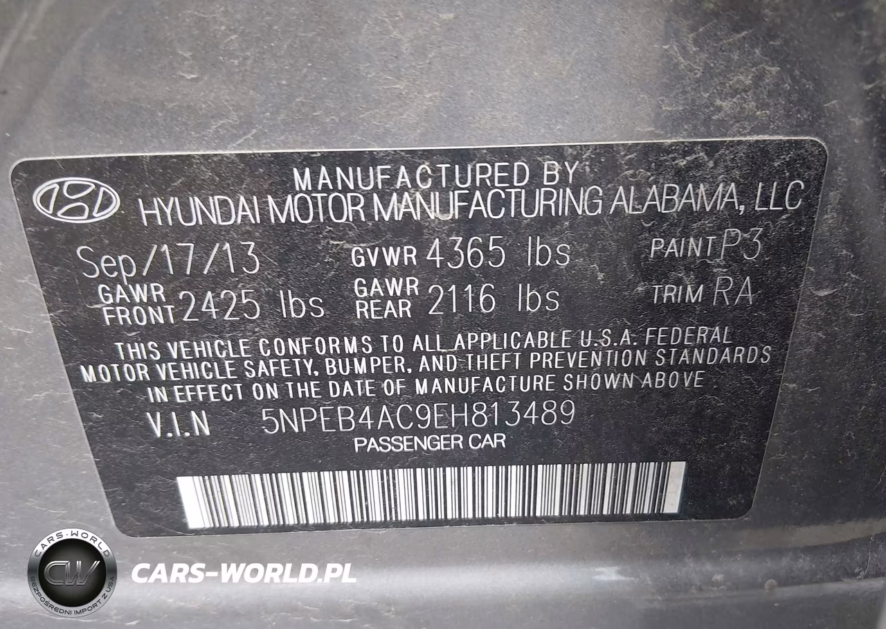2014 Hyundai Sonata Gls VIN:5NPEB4AC9EH813489 - 9