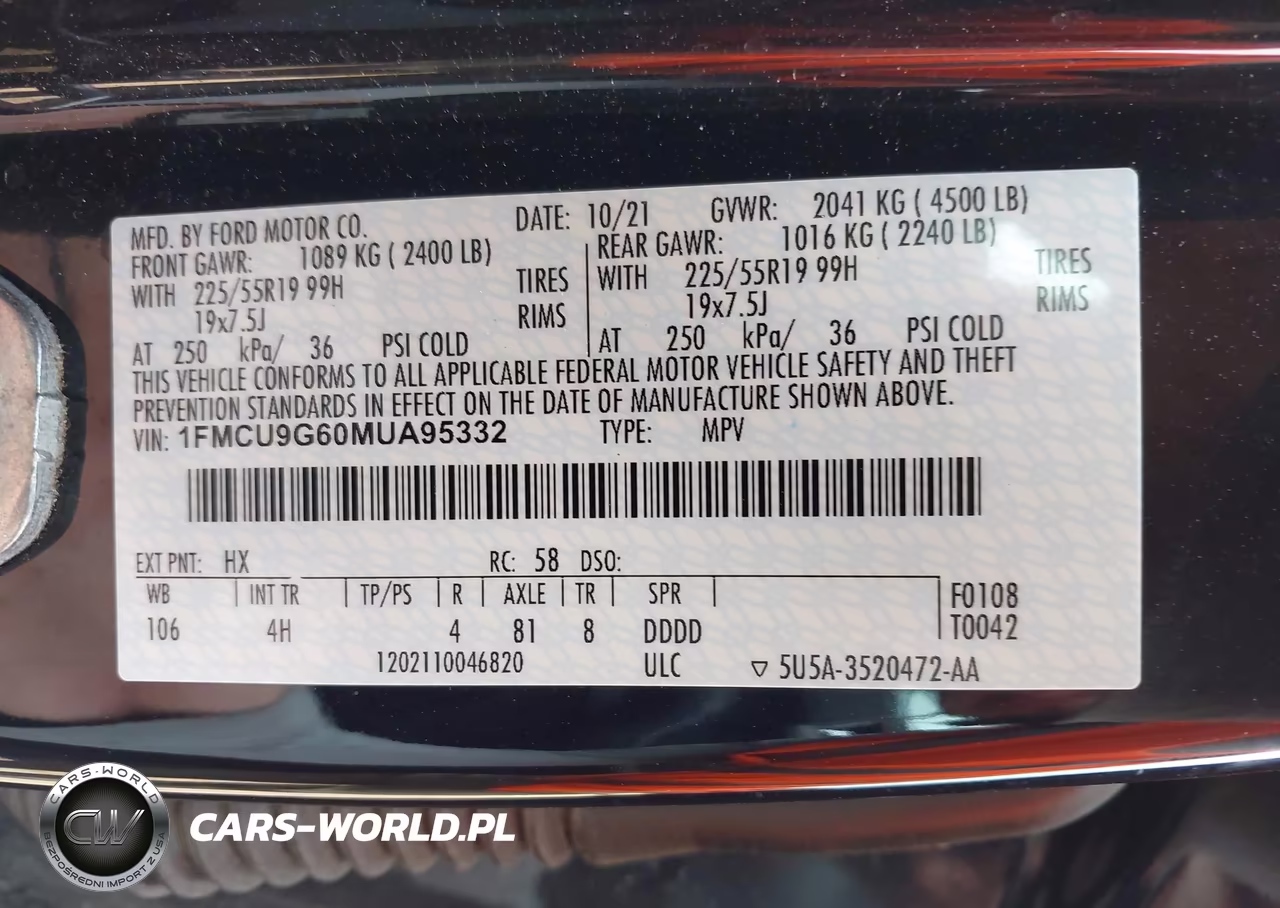 2021 Ford Escape Se VIN:1FMCU9G60MUA95332 - 9