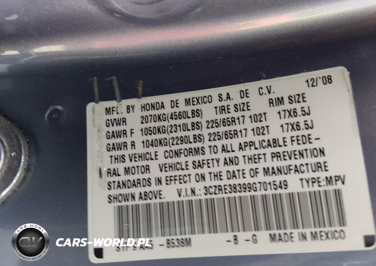 2009 Honda Cr-V Lx VIN:3CZRE38399G701549 - 9
