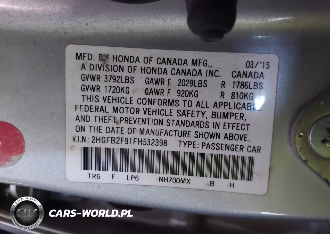 2015 Honda Civic Ex-L VIN:2HGFB2F91FH532398 - 9