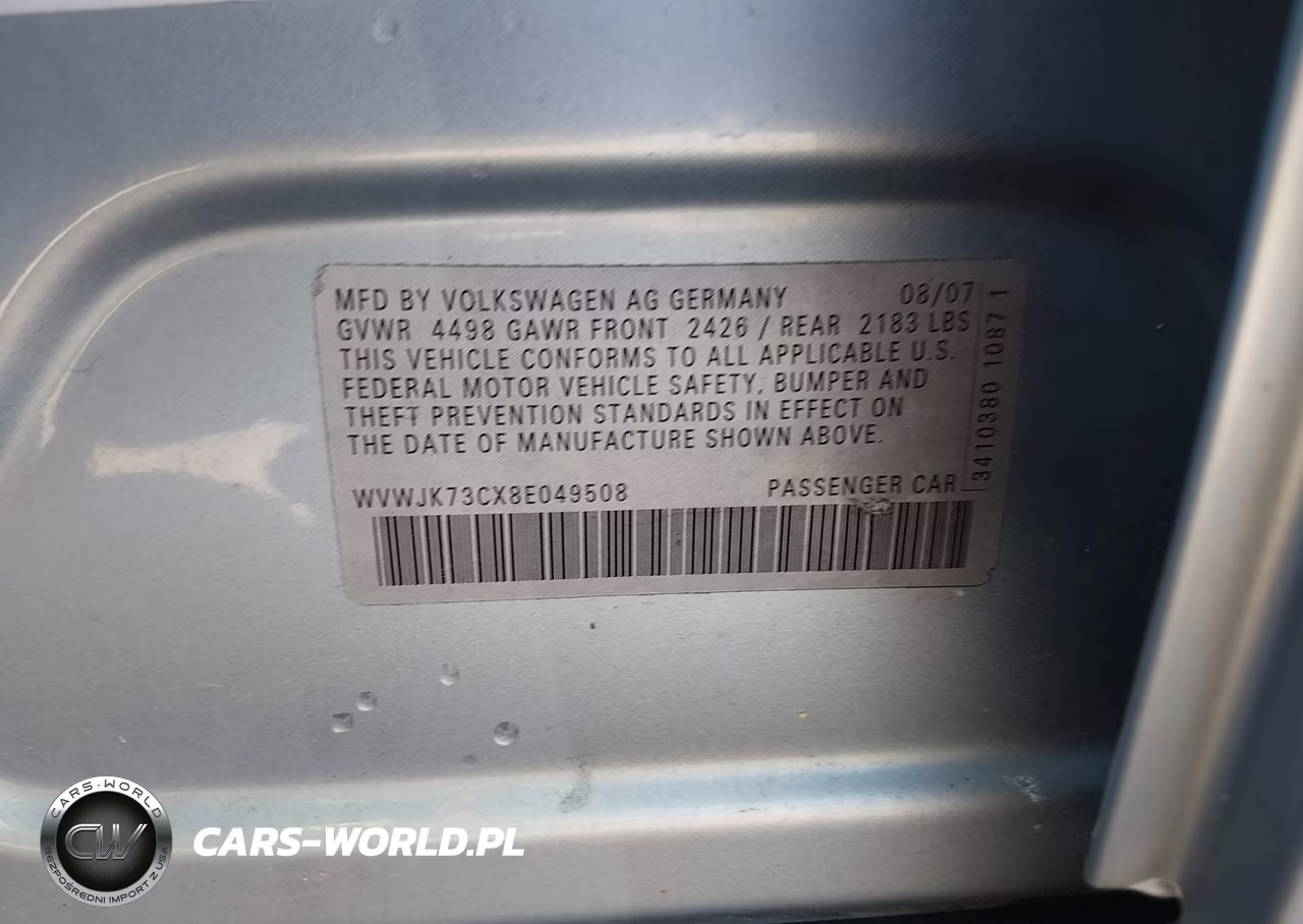 2008 Volkswagen Passat Turbo VIN:WVWJK73CX8E049508 - 9