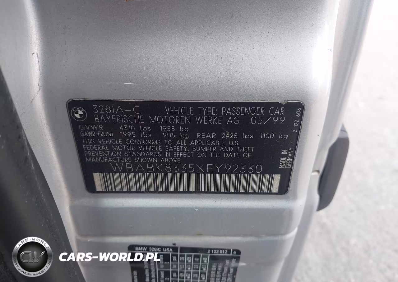 1999 BMW 328Ic VIN:WBABK8335XEY92330 - 9