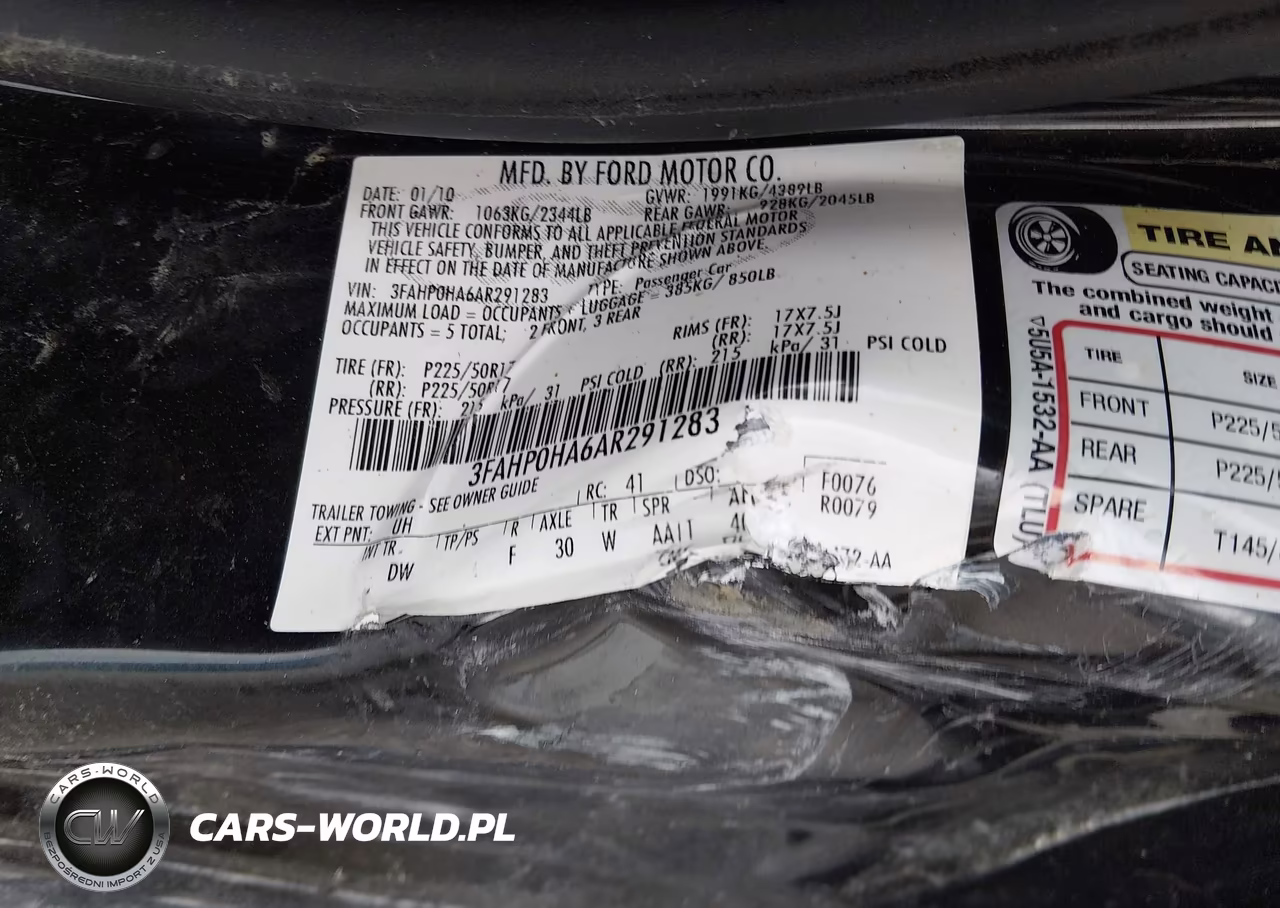 2010 Ford Fusion Se VIN:3FAHP0HA6AR291283 - 9