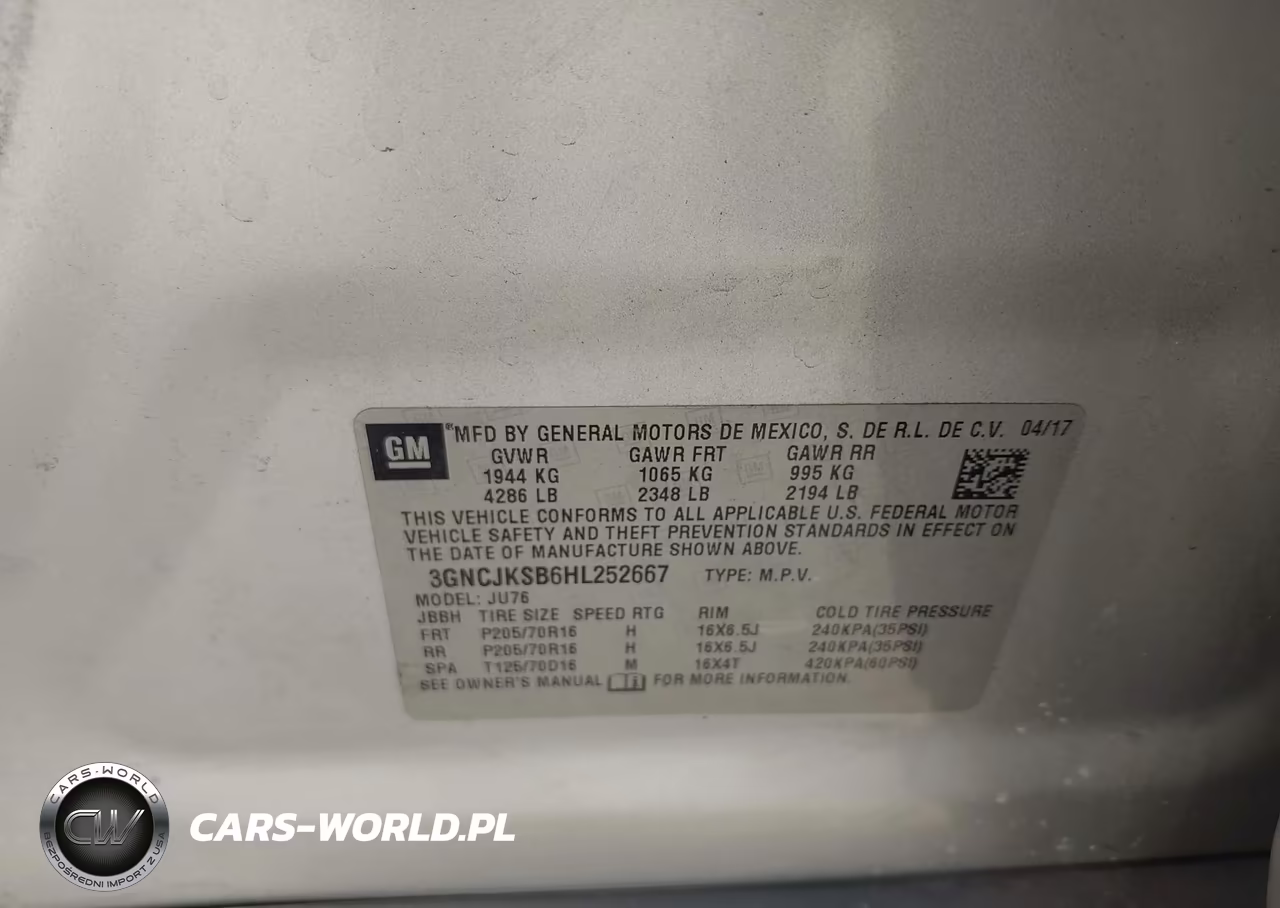 2017 Chevrolet Trax Ls VIN:3GNCJKSB6HL252667 - 9