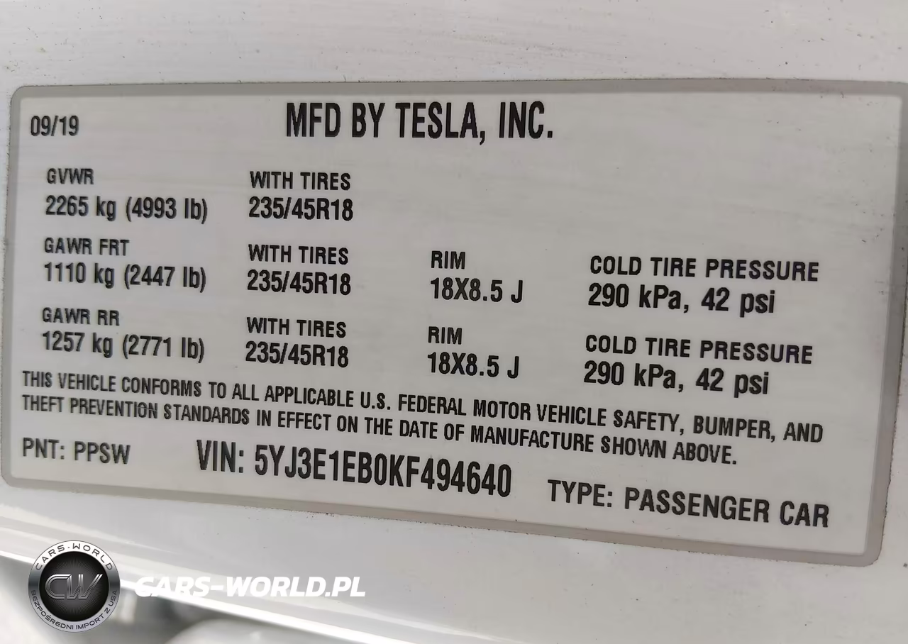 2019 Tesla Model 3 Long Range-Performance VIN:5YJ3E1EB0KF494640 - 9