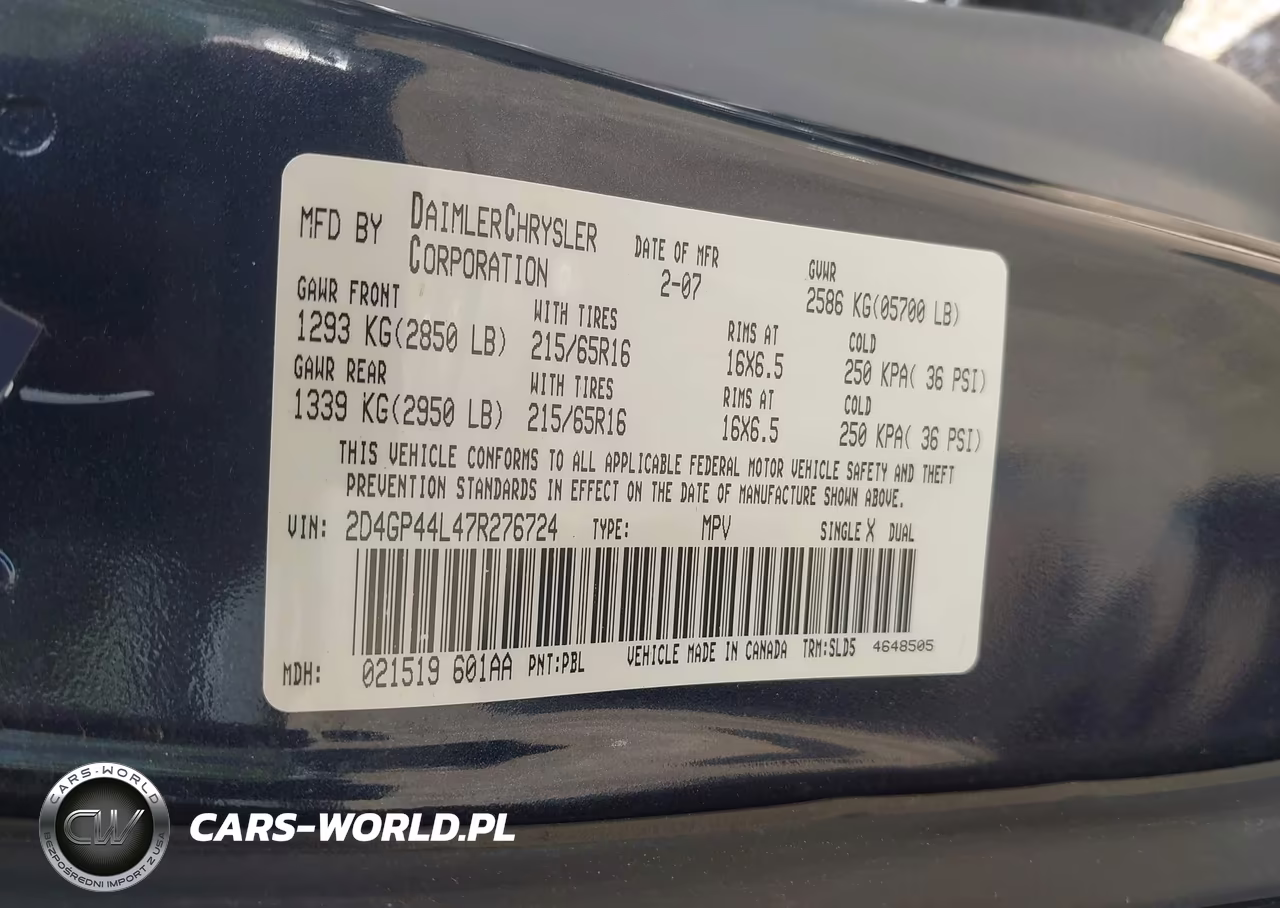 2007 Dodge Grand Caravan Sxt VIN:2D4GP44L47R276724 - 9