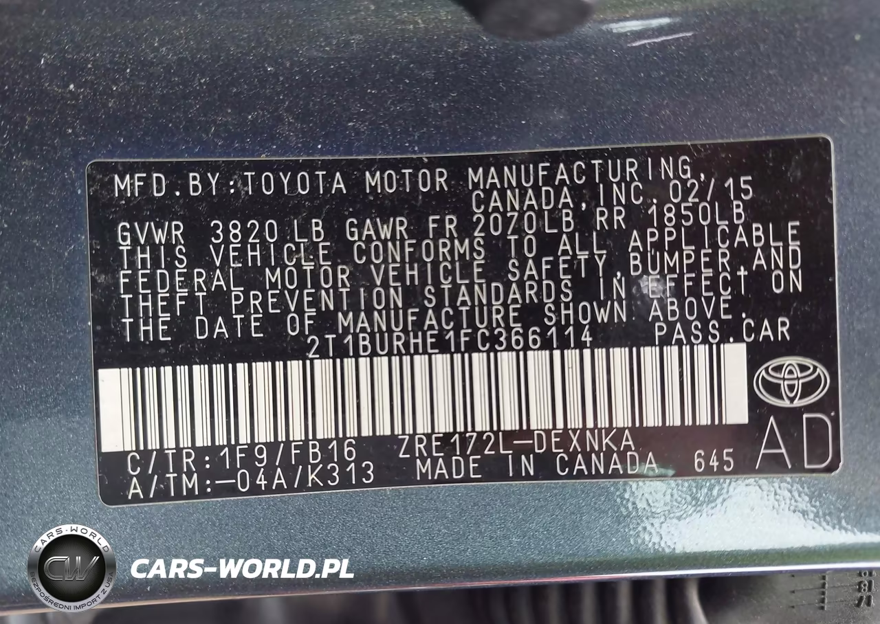 2015 Toyota Corolla Le VIN:2T1BURHE1FC366114 - 9
