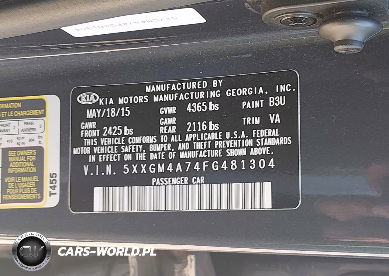 2015 Kia Optima Lx VIN:5XXGM4A74FG481304 - 9